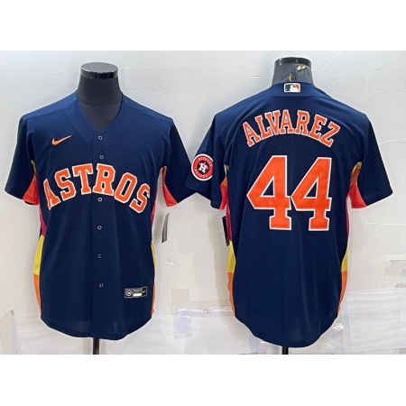 Men's Houston Astros #44 Yordan Alvarez Navy With Patch Cool Base Stitched Jersey