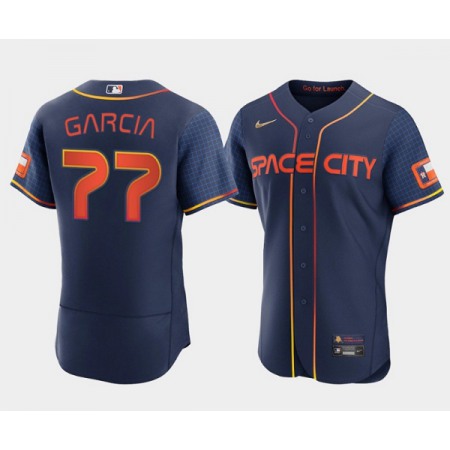 Men's Houston Astros #77 Luis Garcia 2022 Navy City Connect Flex Base Stitched Baseball Jersey