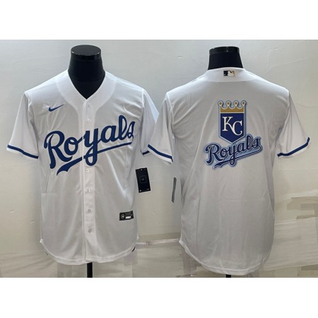 Men's Kansas City Royals White Team Big Logo Cool Base Stitched Jersey