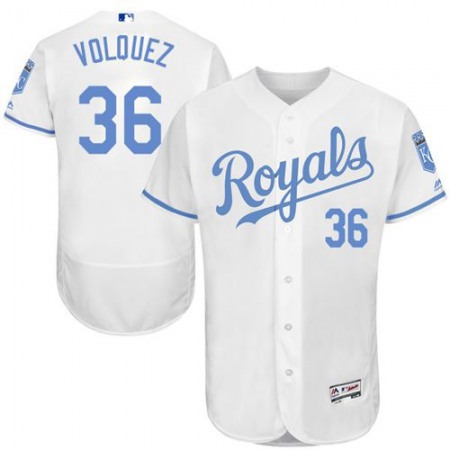 Royals #36 Edinson Volquez White Flexbase Authentic Collection 2016 Father's Day Stitched MLB Jersey