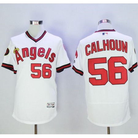 Angels of Anaheim #56 Kole Calhoun White Flexbase Authentic Collection Cooperstown Stitched MLB Jersey