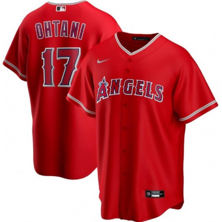 Men's Los Angeles Angels #17 Shohei Ohtani Red Cool Base Stitched Jersey