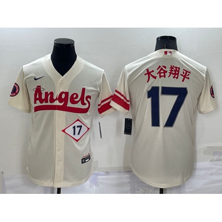 Men's Los Angeles Angels #17 Shohei Ohtani 2022 Cream City Connect Cool Base Stitched Jersey