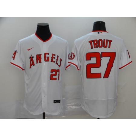 Men's Los Angeles Angels #27 Mike Trout 2020 White Flex Base Stitched MLB Jersey