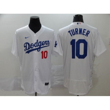 Men's Los Angeles Dodgers #10 Justin Turner White Flex Base Stitched MLB Jersey