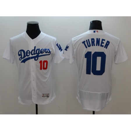 Men's Los Angeles Dodgers #10 Justin Turner White Flexbase Stitched MLB Jersey