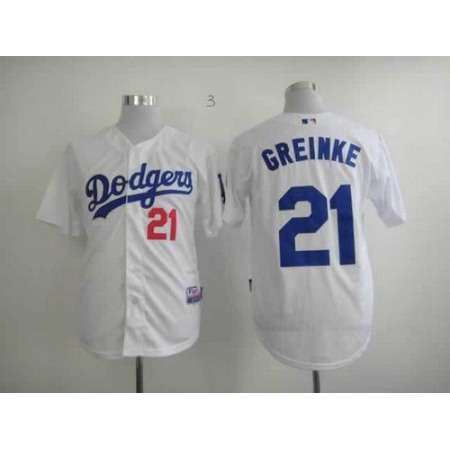 Dodgers #21 Zack Greinke White Cool Base Stitched MLB Jersey