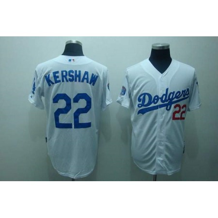 Dodgers #22 Clayton Kershaw Stitched White MLB Jersey