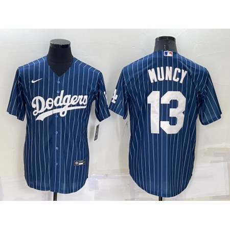 Men's Los Angeles Dodgers #13 Max Muncy Navy Cool Base Stitched Baseball Jersey