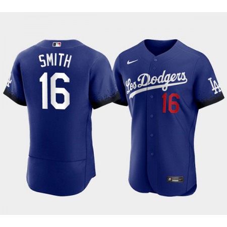 Men's Los Angeles Dodgers #16 Will Smith 2021 Royal City Connect Flex Base Stitched Baseball Jersey