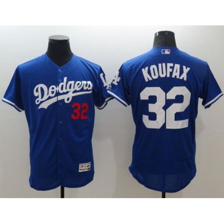 Dodgers #32 Sandy Koufax Blue Flexbase Authentic Collection Stitched MLB Jersey