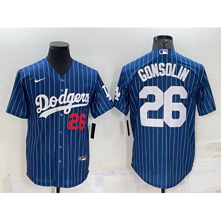 Men's Los Angeles Dodgers #26 Tony Gonsolin Navy Cool Base Stitched Baseball Jersey