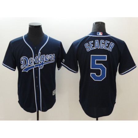 Men's Los Angeles Dodgers #5 Corey Seager Navy Cool Base Stitched MLB Jersey