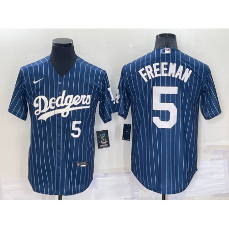 Men's Los Angeles Dodgers #5 Freddie Freeman Navy Cool Base Stitched Jersey