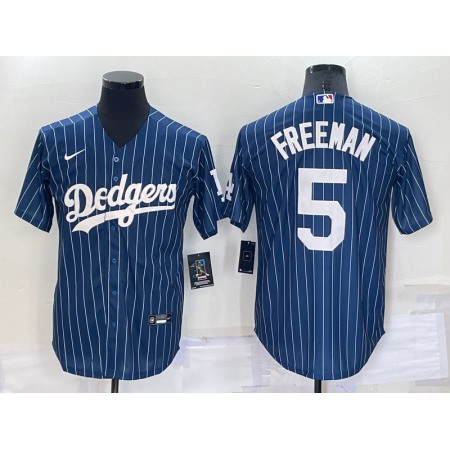 Men's Los Angeles Dodgers #5 Freddie Freeman Navy Cool Base Stitched Jersey