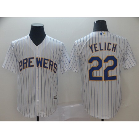 Men's Milwaukee Brewers #22 Christian Yelich "Yeli" White Cool Base Stitched MLB Jersey