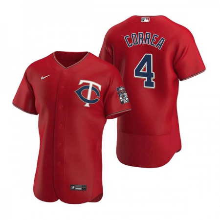 Men's Minnesota Twins #4 Carlos Correa Red Flex Base Stitched Jersey