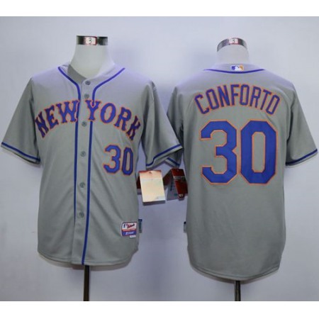 Mets #30 Michael Conforto Grey Road Cool Base Stitched MLB Jersey