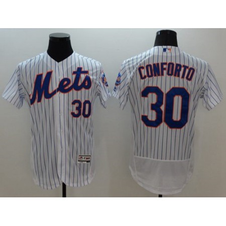 Mets #30 Michael Conforto White(Blue Strip) Flexbase Authentic Collection Stitched MLB Jersey