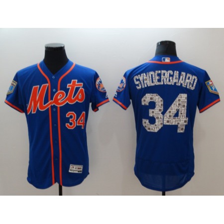 Men's New York Mets #34 Noah Syndergaard Royal 2018 Spring Training Flexbase Stitched MLB Jersey