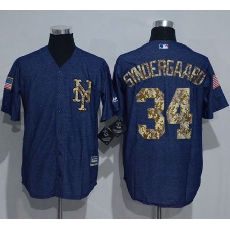 Mets #34 Noah Syndergaard Denim Blue Salute to Service Stitched MLB Jersey