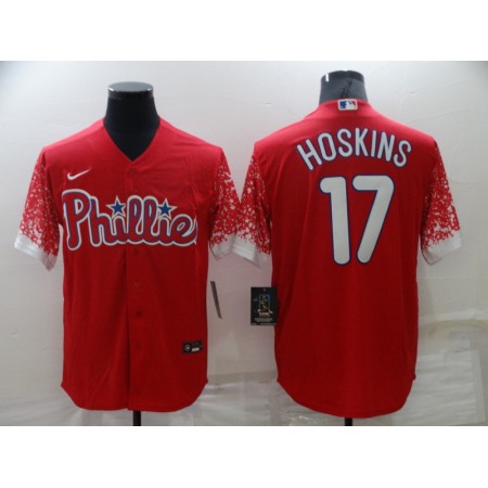 Men's Philadelphia Phillies #17 Rhys Hoskins Red Cool Base Stitched Jersey