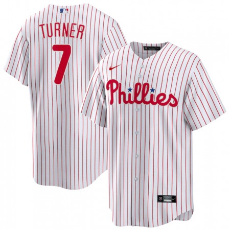 Men's Philadelphia Phillies #7 Trea Turner White Cool Base Stitched Baseball Jersey