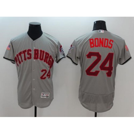 Pirates #24 Barry Bonds Grey Fashion Stars & Stripes Flexbase Authentic Stitched MLB Jersey