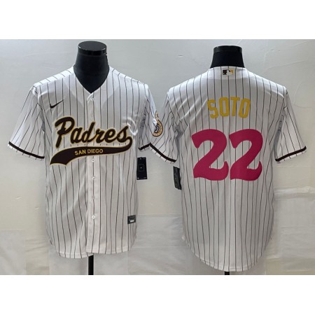 Men's San Diego Padres #22 Juan Soto White Cool Base Stitched Baseball Jersey