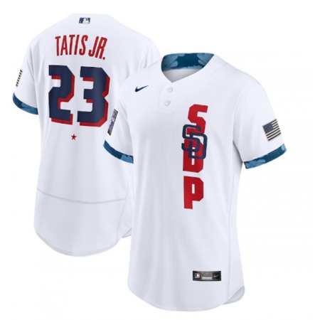 Men's San Diego Padres #23 Fernando Tatis Jr. 2021 White All-Star Flex Base Stitched MLB Jersey