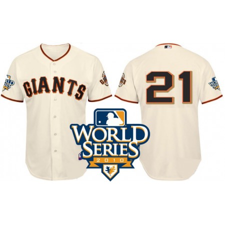 Giants #21 Freddy Sanchez Cream Cool Base w/2010 World Series Patch Stitched MLB jerseys