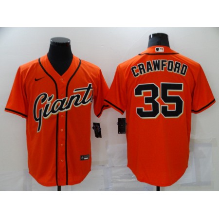 Men's San Francisco Giants #35 Brandon Crawford Orange Cool Base Stitched Jersey