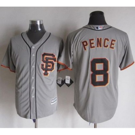 Giants #8 Hunter Pence Grey Road 2 New Cool Base Stitched MLB Jersey