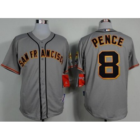 Giants #8 Hunter Pence Grey Road Cool Base Stitched MLB Jersey