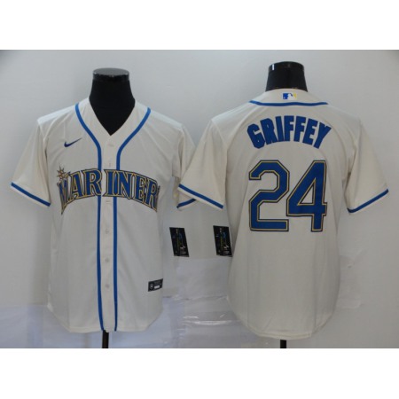 Men's Seattle Mariners #24 Ken Griffey White Cool Base Stitched MLB Jersey