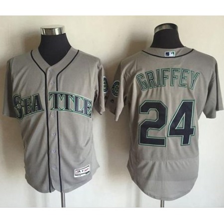 Mariners #24 Ken Griffey Grey Flexbase Authentic Collection Stitched MLB Jersey