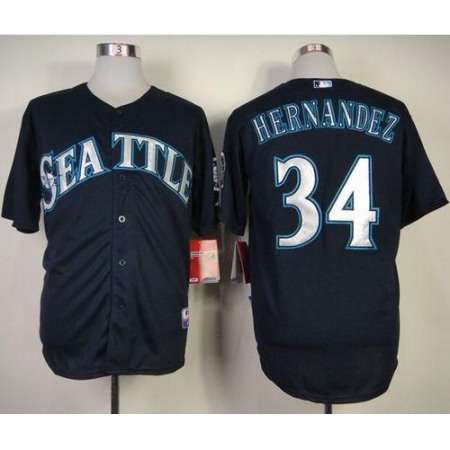 Mariners #34 Felix Hernandez Navy Blue Cool Base Stitched MLB Jersey