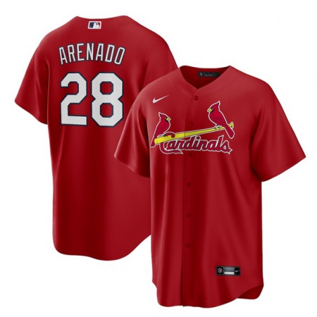 Men's St. Louis Cardinals #28 Nolan Arenado Red Cool Base Stitched Jersey