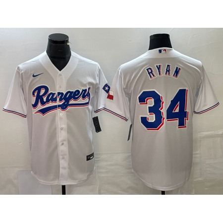 Men's Texas Rangers #34 Nolan Ryan White Cool Base Stitched Baseball Jersey