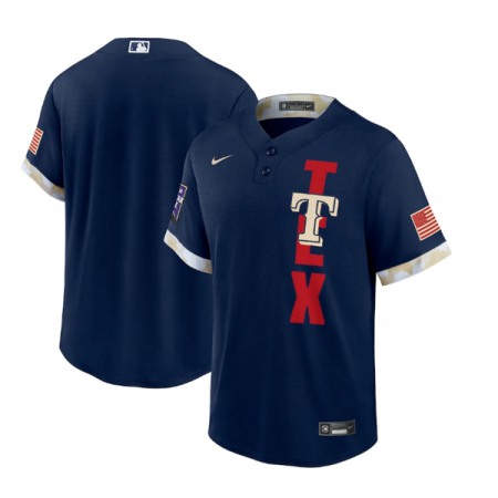 Men's Texas Rangers Blank 2021 Navy All-Star Cool Base Stitched MLB Jersey