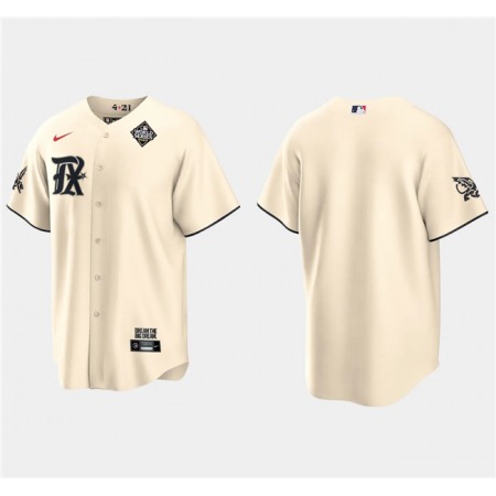 Men's Texas Rangers Blank Cream 2023 World Series City Connect Stitched Baseball Jersey