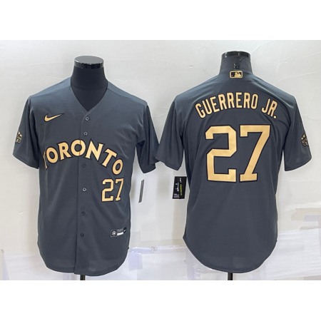 Men's Toronto Blue Jays #27 Vladimir Guerrero Jr. 2022 All-Star Charcoal Cool Base Stitched Baseball Jersey