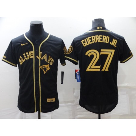 Men's Toronto Blue Jays #27 Vladimir Guerrero Jr. Black Gold Flex Base Stitched Jersey