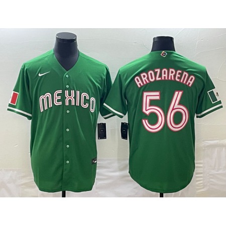 Men's Mexico Baseball #56 Randy Arozarena 2023 Green World Baseball Classic Stitched Jersey