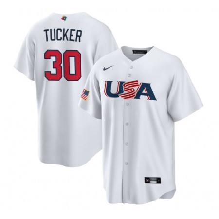 Men's USA Baseball #30 Kyle Tucker 2023 White World Baseball Classic Stitched Jersey