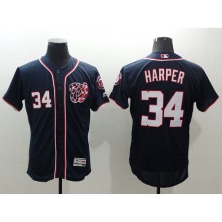 Nationals #34 Bryce Harper Navy Blue Flexbase Authentic Collection Stitched MLB Jersey