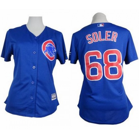 Cubs #68 Jorge Soler Blue Alternate Women's Stitched MLB Jersey