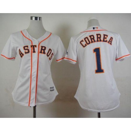 Astros #1 Carlos Correa White Home Women's Stitched MLB Jersey