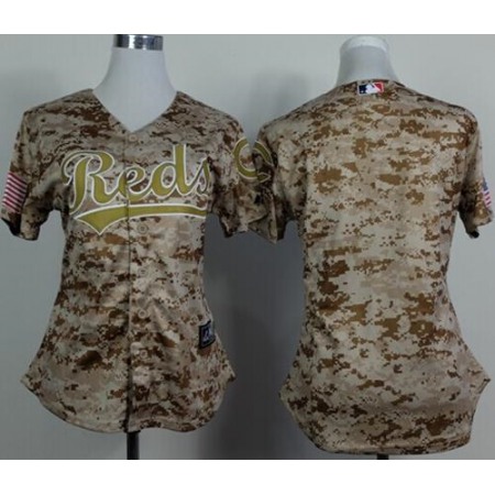 Reds Blank Camo Women's Alternate Cool Base Stitched MLB Jersey