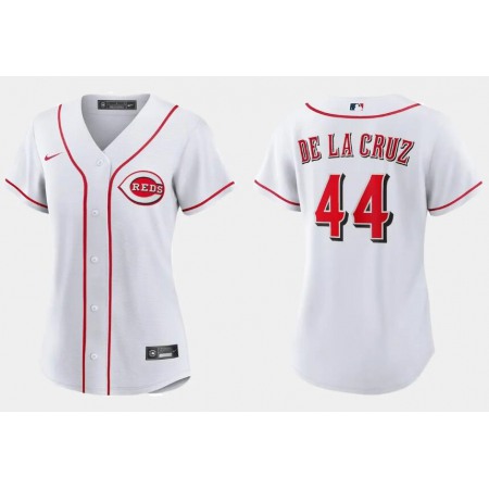 Women's Cincinnati Reds #44 Elly De La Cruz White Stitched Baseball Jersey(Run Small)